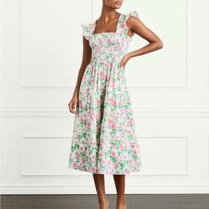 Hill House Pink and Green Floral Midi Dress
